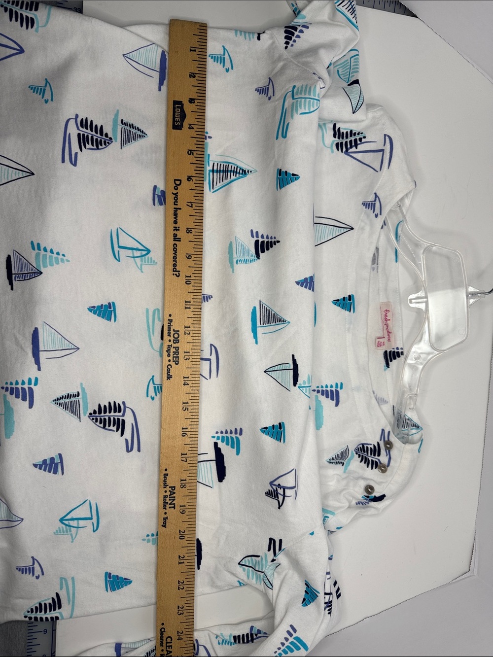 fresh produce White Top with Turquoise and Navy Sail Motif 3/4 Sleeve - Picture 5 of 6